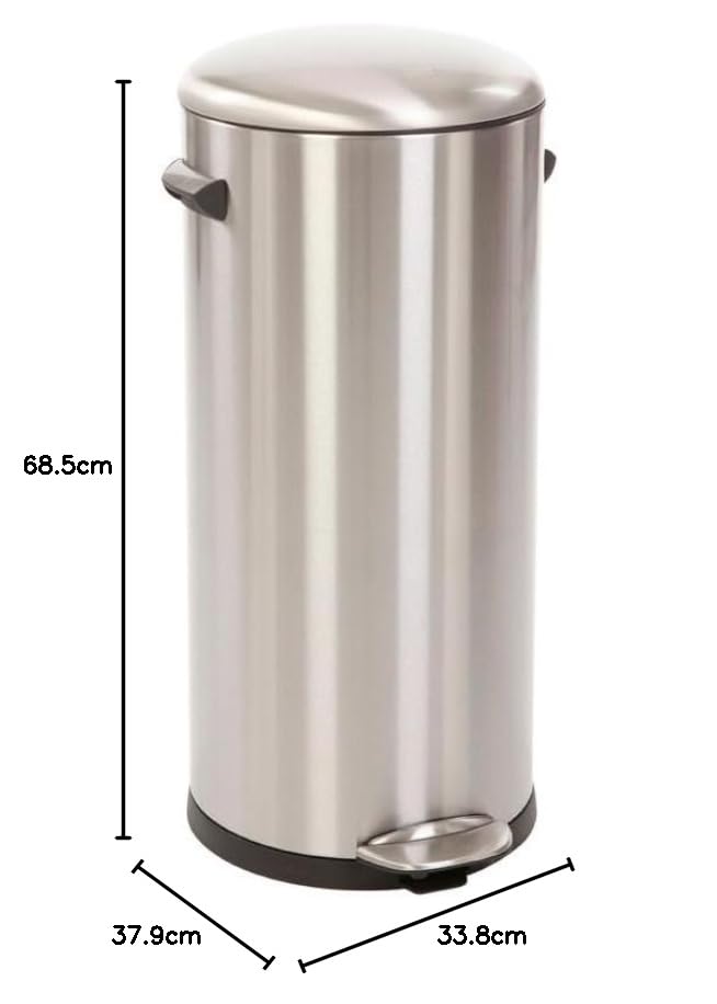 PROREGAL Retro Treteimer mit markanten Griffen und Kugelkappe | 30 Liter, HxØ 68,5x29,2cm | Kunststo