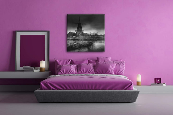 deyoli gigantische Windmühlen Format: 70x70 Effekt: Schwarz&Weiss als Leinwandbild, Motiv fertig ger