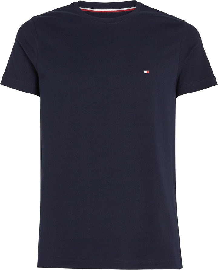 Tommy Hilfiger Herren T-Shirt Kurzarm Core Stretch Slim Fit, Blau (Desert Sky)