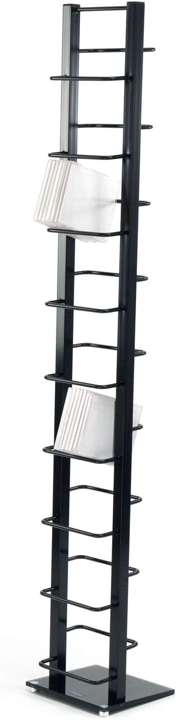 Design CD Regal Tower | 138x20 cm (HxB), Metall mit Glasfuss | stilvolle CD Aufbewahrung, Retro CD R