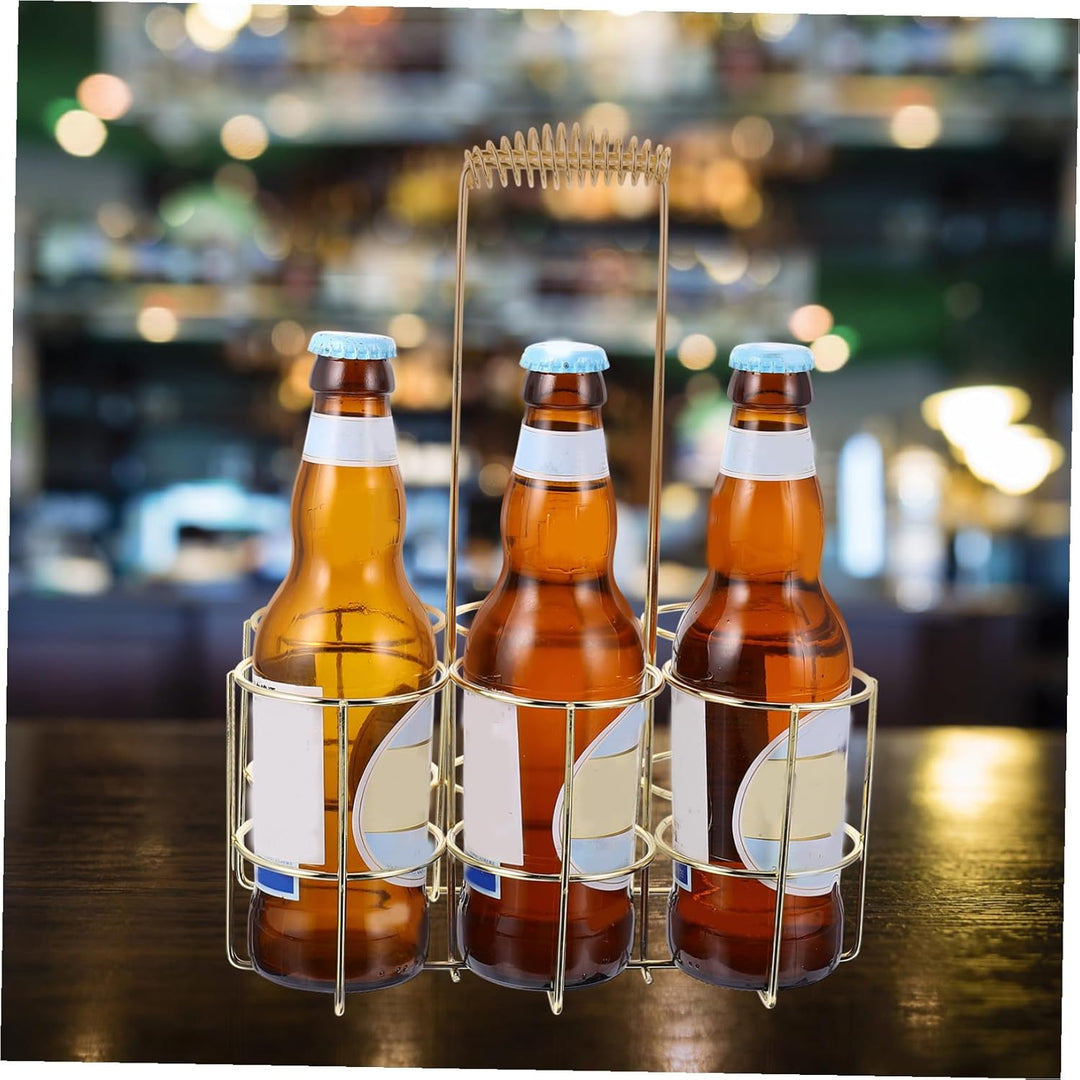 Tofficu Metall Bierflaschen Tragekorb Gold Klein Rostfreier Flaschenhalter für Flaschen Multifunktio