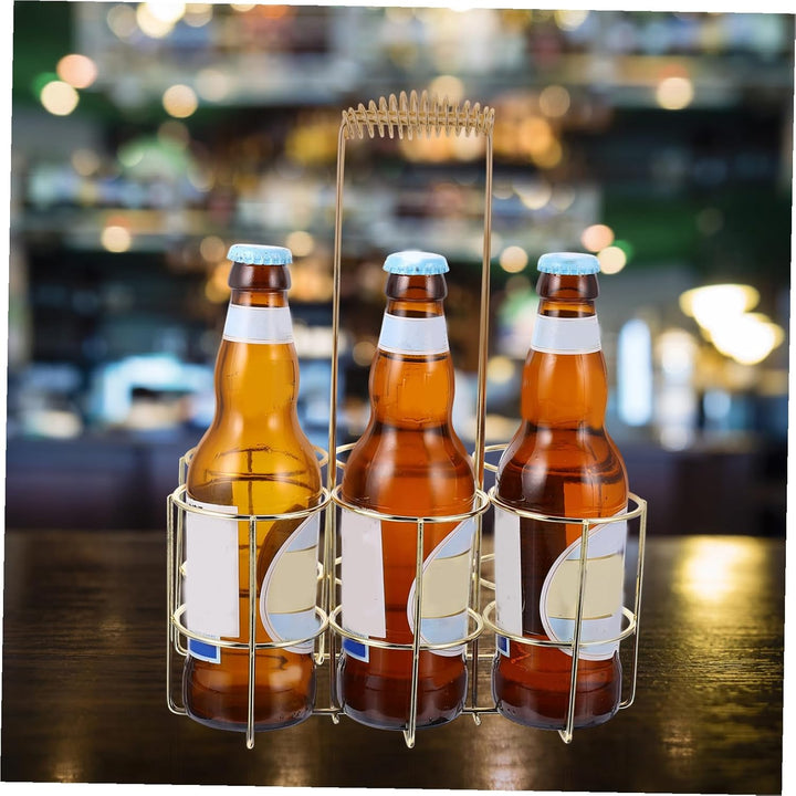 Tofficu Metall Bierflaschen Tragekorb Gold Klein Rostfreier Flaschenhalter für Flaschen Multifunktio