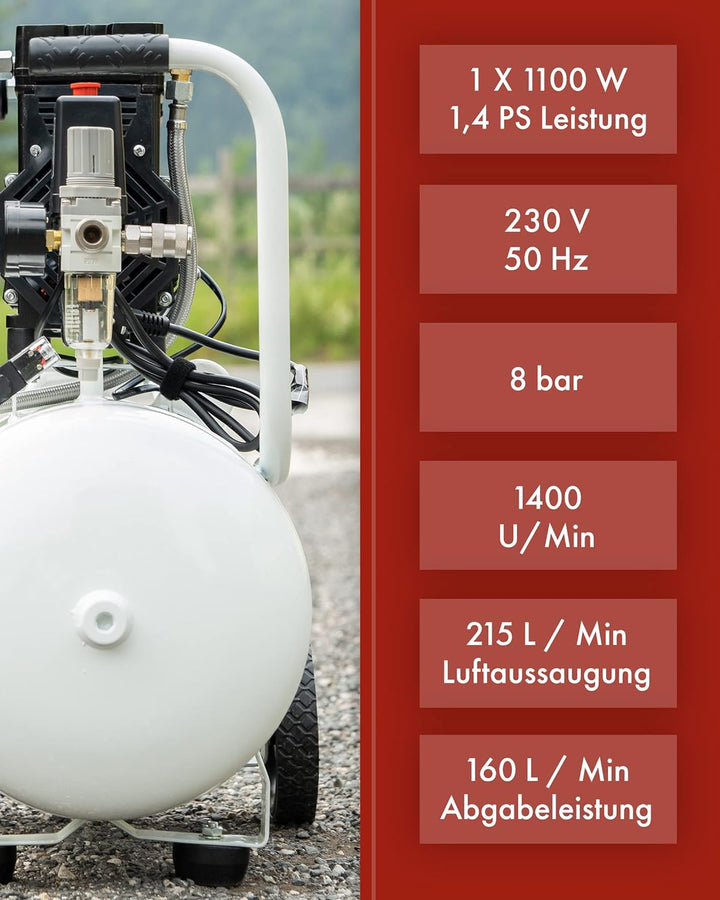 KnappWulf Kompressor "mucksmäuschenstill" Modell neue Generation KW1030 Airbrush 69dB 30L Tank 1100W