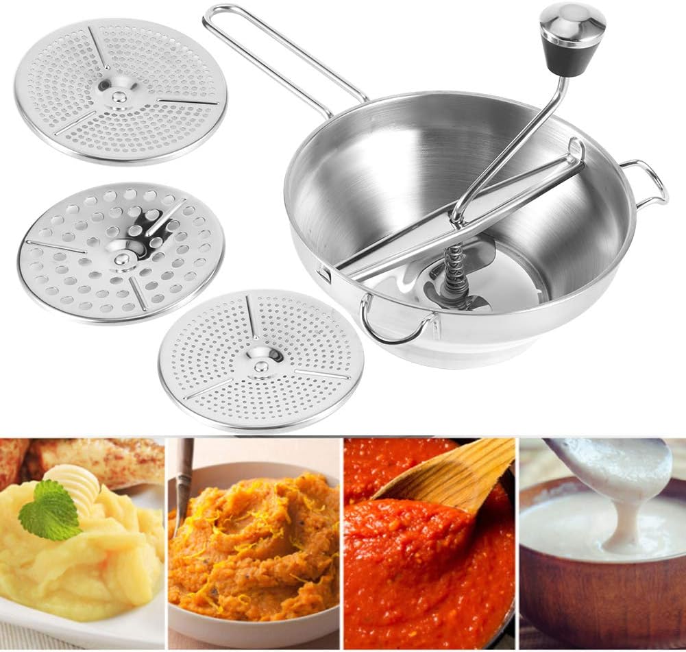 Multifunktionaler Manueller Lebensmittelmixer, Salat-Gemüse-Obst-Mixer aus Edelstahl, Einfach zu Bed
