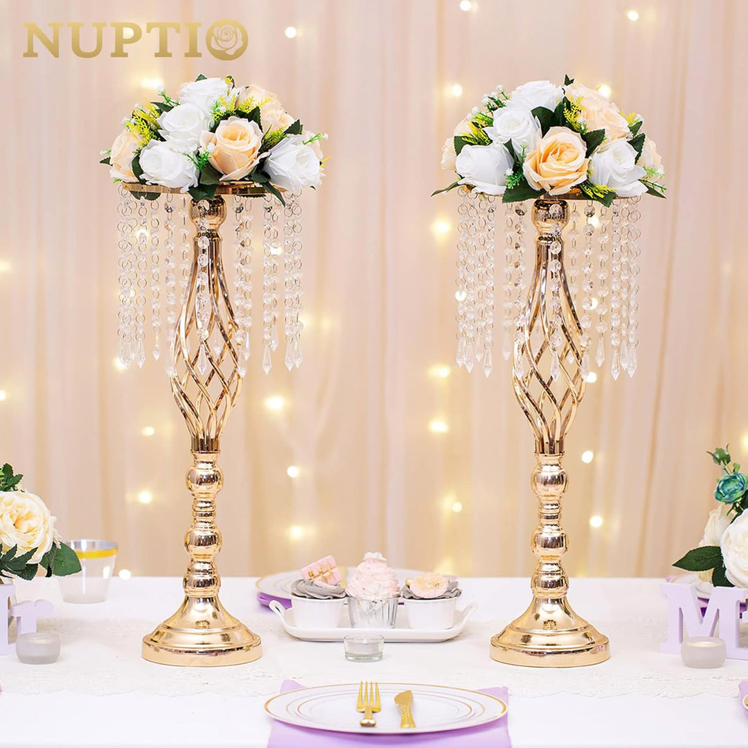 NUPTIO 2 Stück Künstliche Blumenstrauss, 15 Köpfe Kunststoff Rosen mit Sockel, Geeignet für Unser Ge