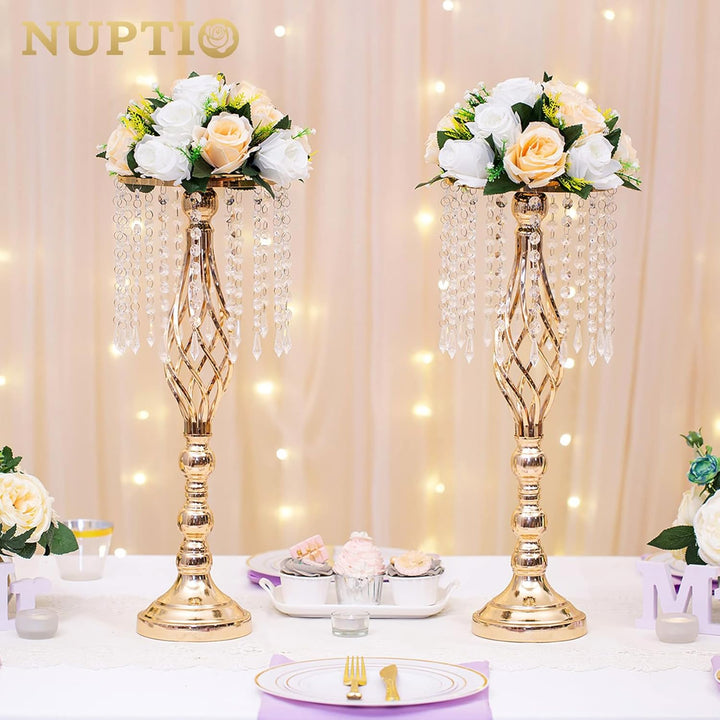 NUPTIO 2 Stück Künstliche Blumenstrauss, 15 Köpfe Kunststoff Rosen mit Sockel, Geeignet für Unser Ge
