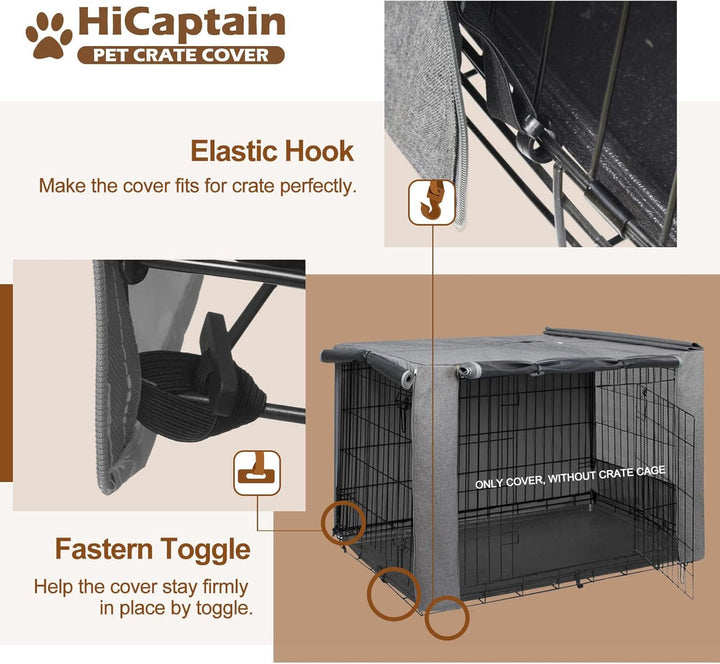 HiCaptain Hundekäfig-Abdeckung aus Metall, zusammenklappbar, für 91,4 cm Drahtkäfig, zweifarbig Grau