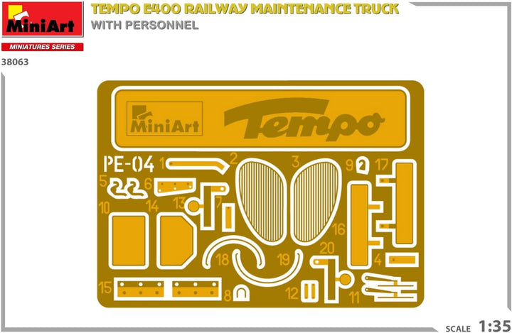 Mini Art 38063 1:35 Tempo E400 Bahndiesnstwagen (4)-originalgetreue Nachbildung, Modellbau, Plastik