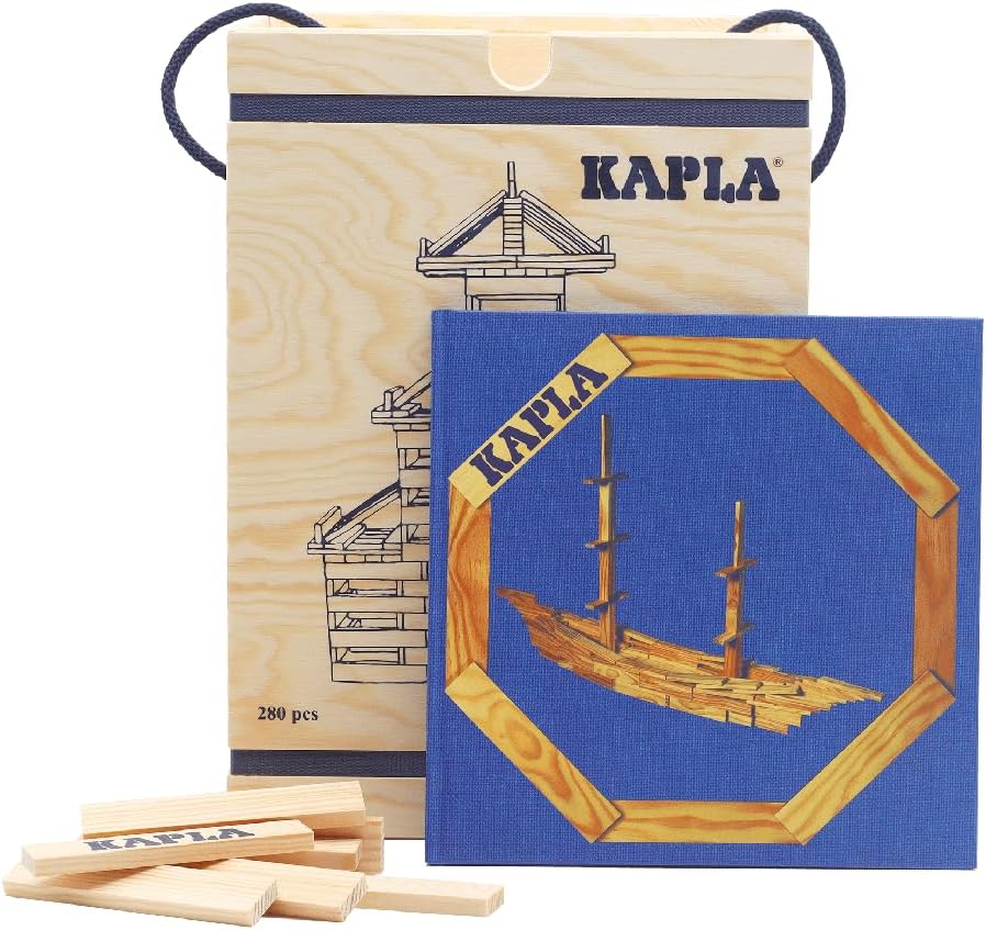 KAPLA Holzbaukasten 280 Steine in Holzkiste mit Kunstbuch - 2 - Konstruktionsspiel, Bausteine & Holz