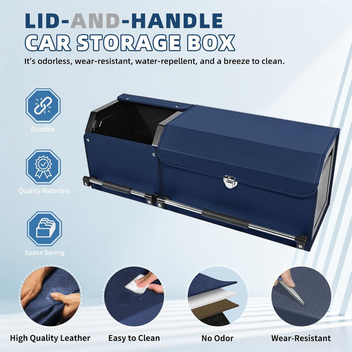 Auto Kofferraum Organizer mit Deckel – 2-in-1 Modulares XXL-Aufbewahrungsbox, Multifunktionaler Koff