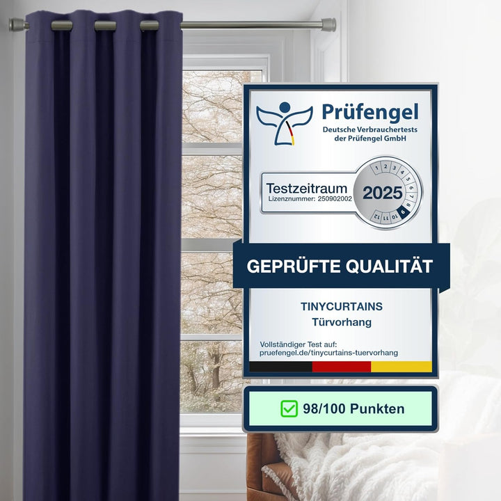 tinycurtains, Türvorhang mit Teleskopstange, einfache Montage in nur 1 Minute ohne Bohren, für alle