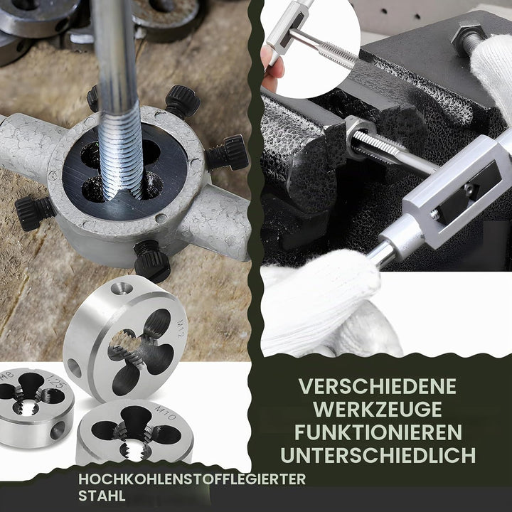 Gewindeschneider Gewindebohrer Werkzeug Set M3 - M12 Feingewindeschneider Tap and Die Set 20 Tlg Gew