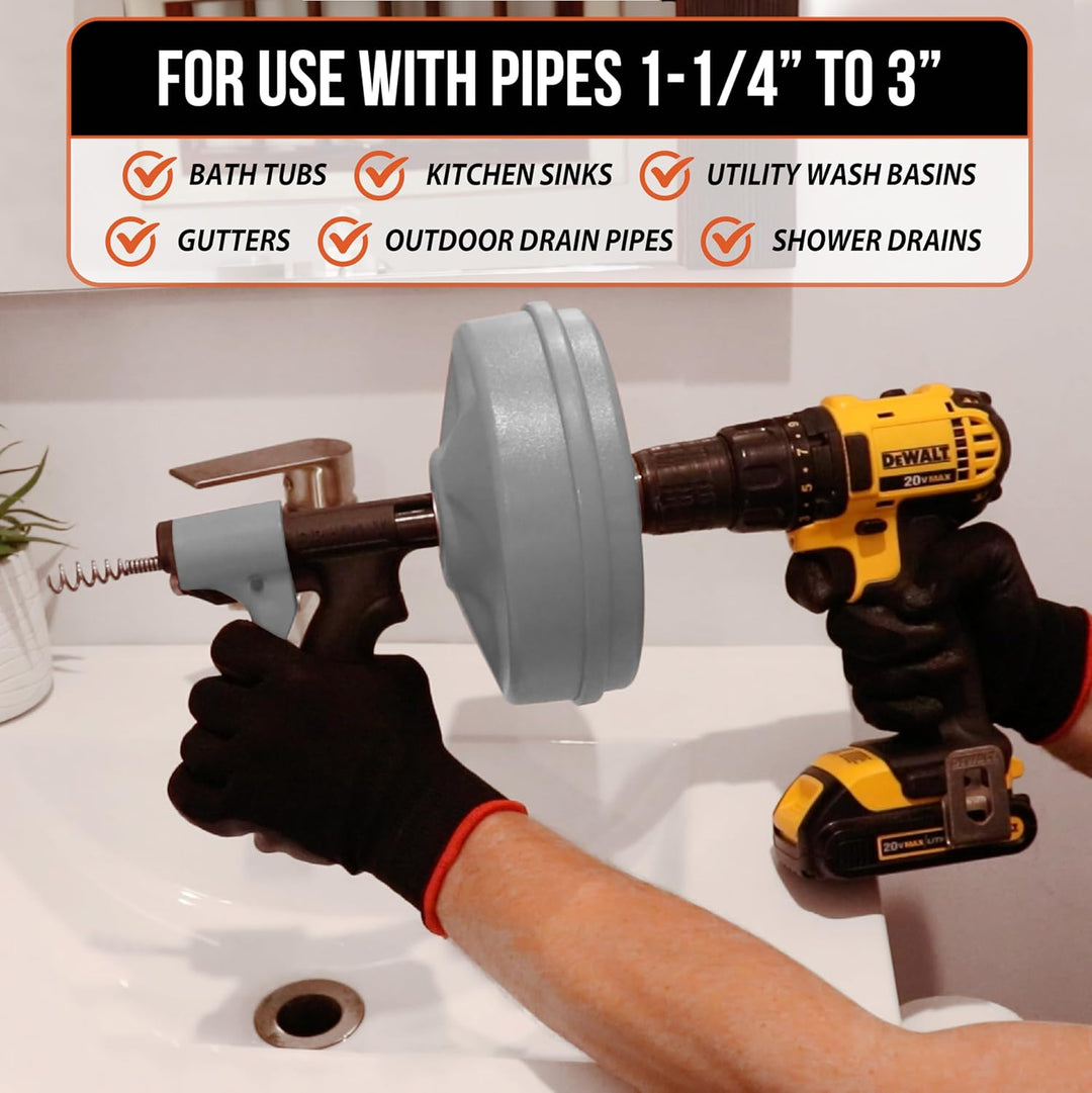 DrainX Spinfeed 50 Fuss Trommelschnecke, manuelle Verwendung oder Bohrmaschinen-Antrieb, automatisch