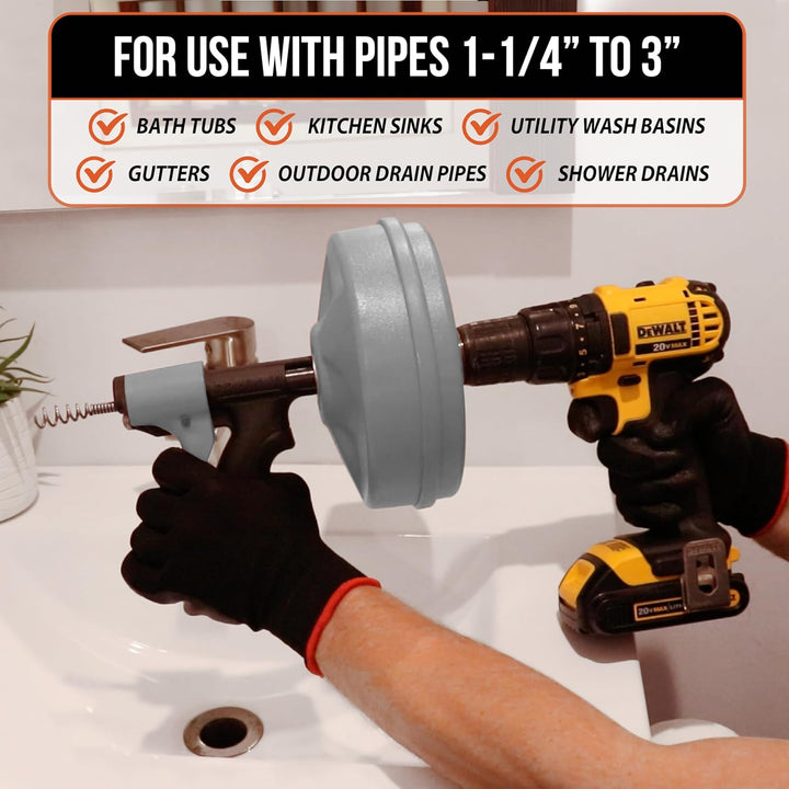 DrainX Spinfeed 50 Fuss Trommelschnecke, manuelle Verwendung oder Bohrmaschinen-Antrieb, automatisch