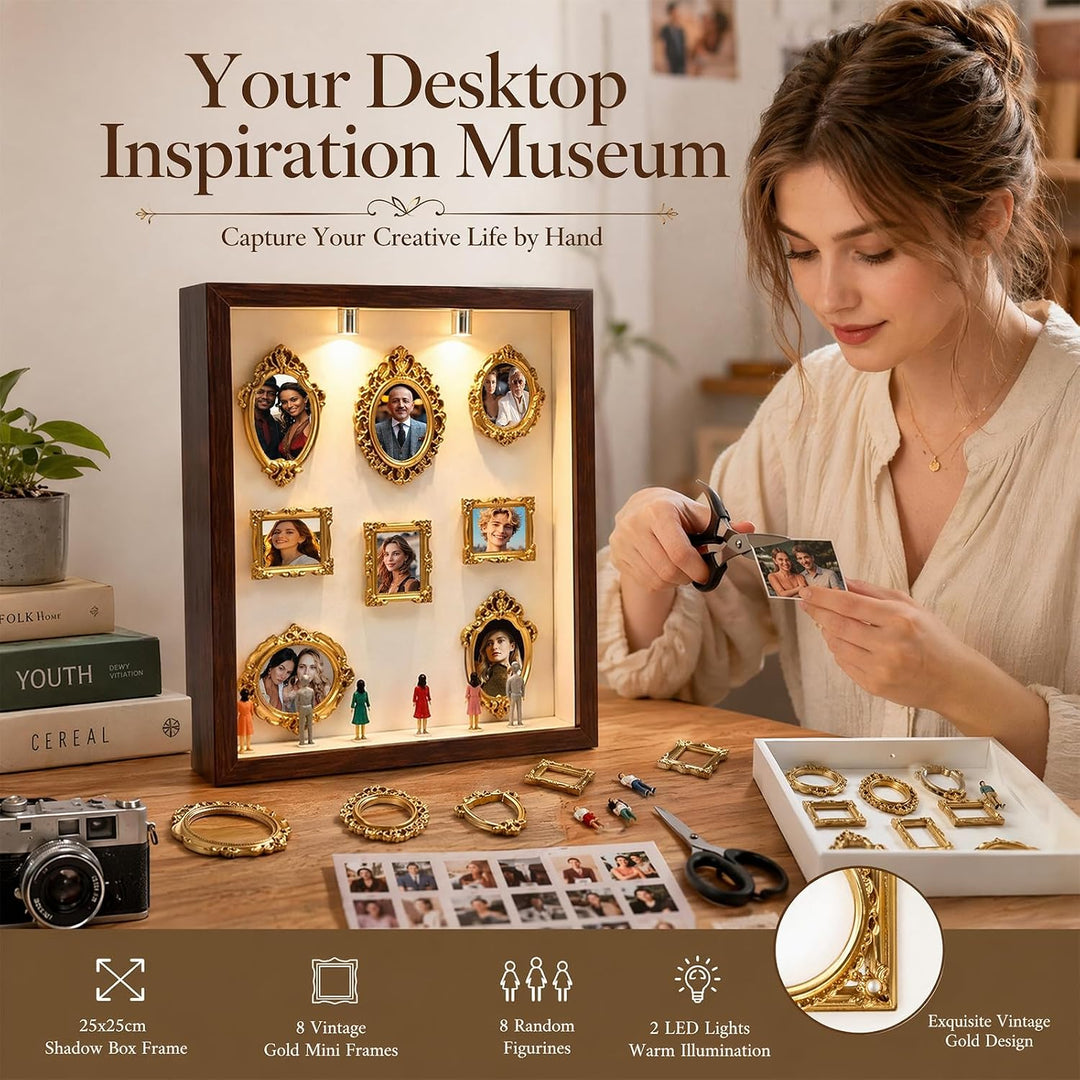 DIY Mini Museum Silhouette Box, Mini Bilderrahmen Vintage, Miniatur Museum mit LED, Kreatives Erinne