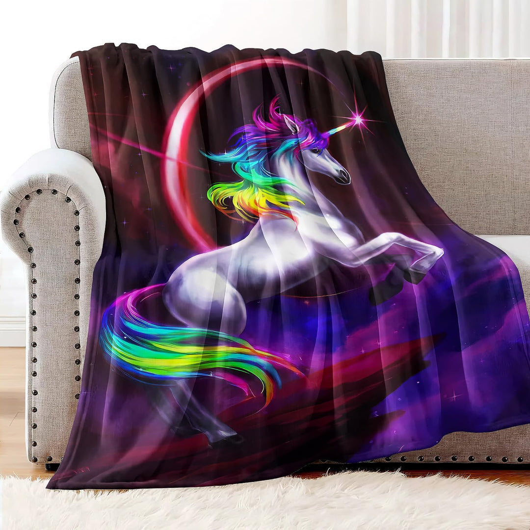 YISUMEI Decke 125x150 cm Kuscheldecken Sanft Flanell Weich Fleecedecke Bettüberwurf Einhorn Traum 12