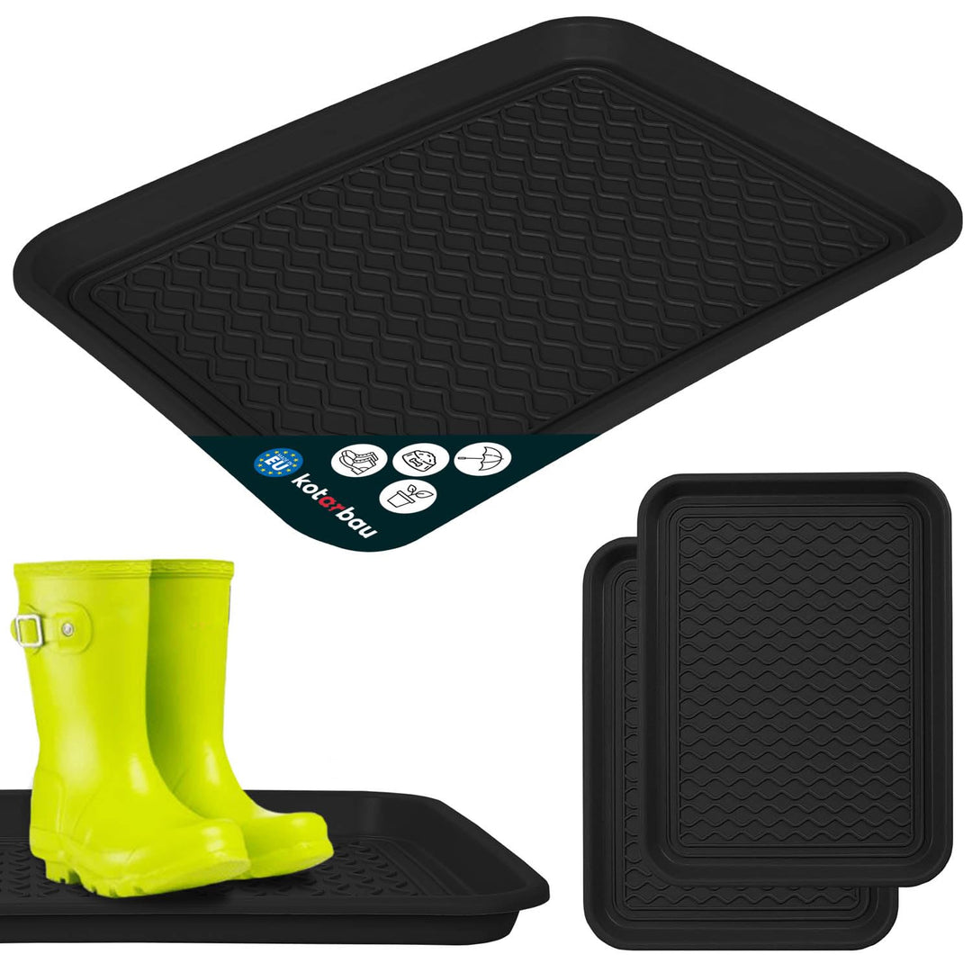 KOTARBAU® 2er Set Schuhabtropfschale 38x50cm Abtropfmatte Schuhe Schwarz Schuhmatte Abtropfmatte Kun