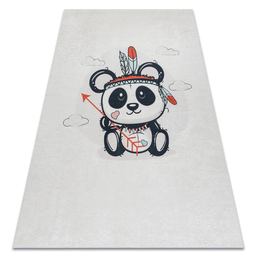 Kinderteppich Bambino Waschteppich Panda für Kinder Anti-Rutsch - Creme 80x150 cm 80 x 150 cm Bambin
