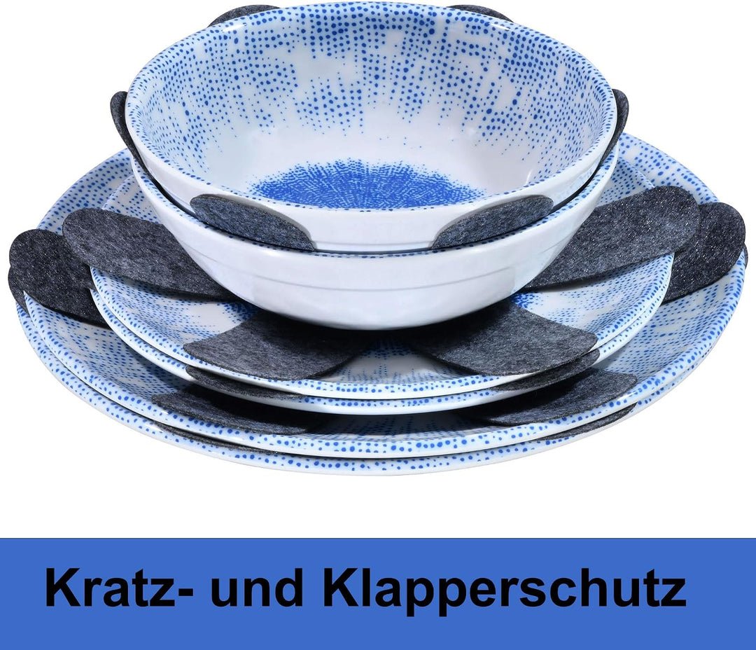 Melamin Geschirr Set Wish Flower Blau 2 Personen Wohnwagen Camping Picknick 6 Teile - Geschirr, 6 Te