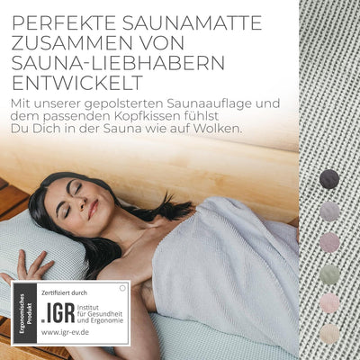 SAUNASOFA® von BADESOFA® | Extra bequeme Sauna-Matte mit Kissen | Einfacher Transport dank Tragegurt