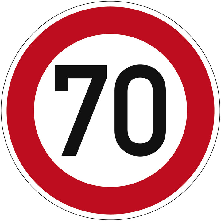 Verkehrszeichen Zulässige Höchstgeschwindigkeit 70 Nr. 274-70 | Ø 420mm, Alu 2mm, RA1 | Original Ver