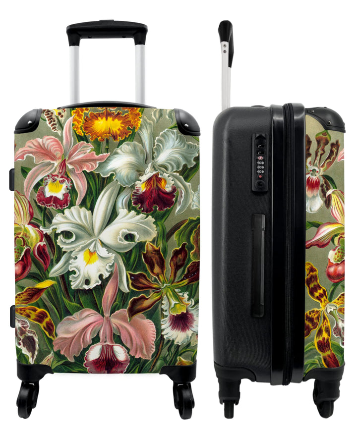 NoBoringSuitcases.com® Koffer gross Trolley Rollkoffer Reisekoffer mit 4 Rollen Fotokoffer - Blumen