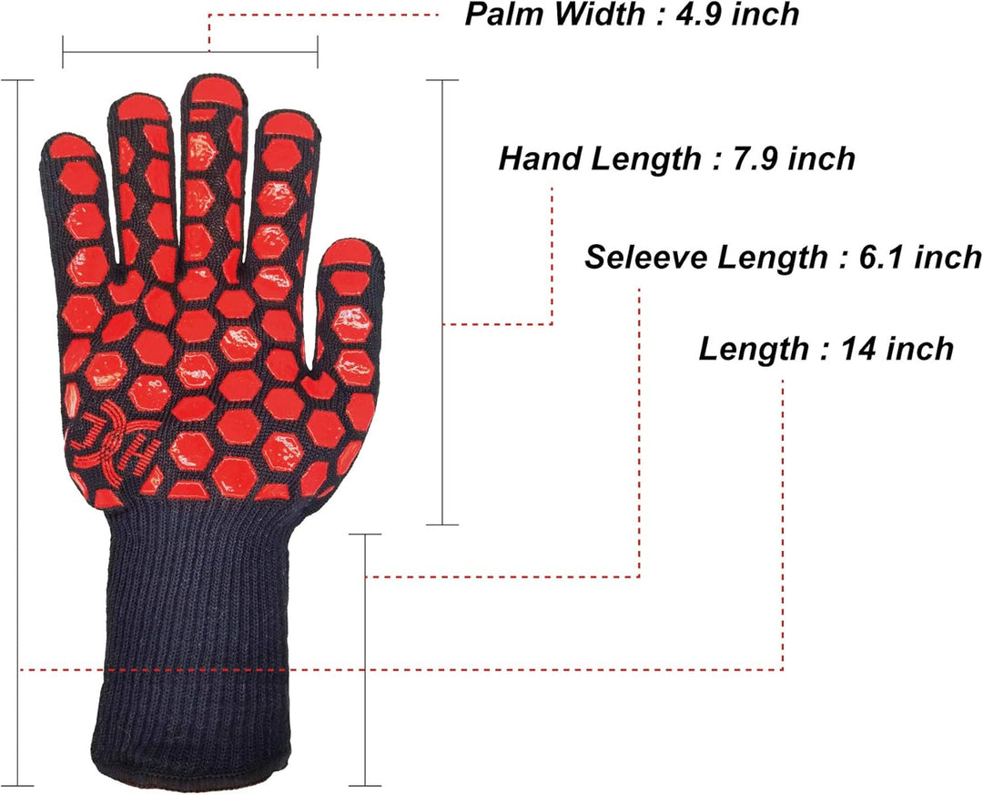 H01361 Ofenhandschuhe Hitzebeständig Kochen Ofenhandschuhe BBQ Grillen Kamin mit Doppelschicht Silik