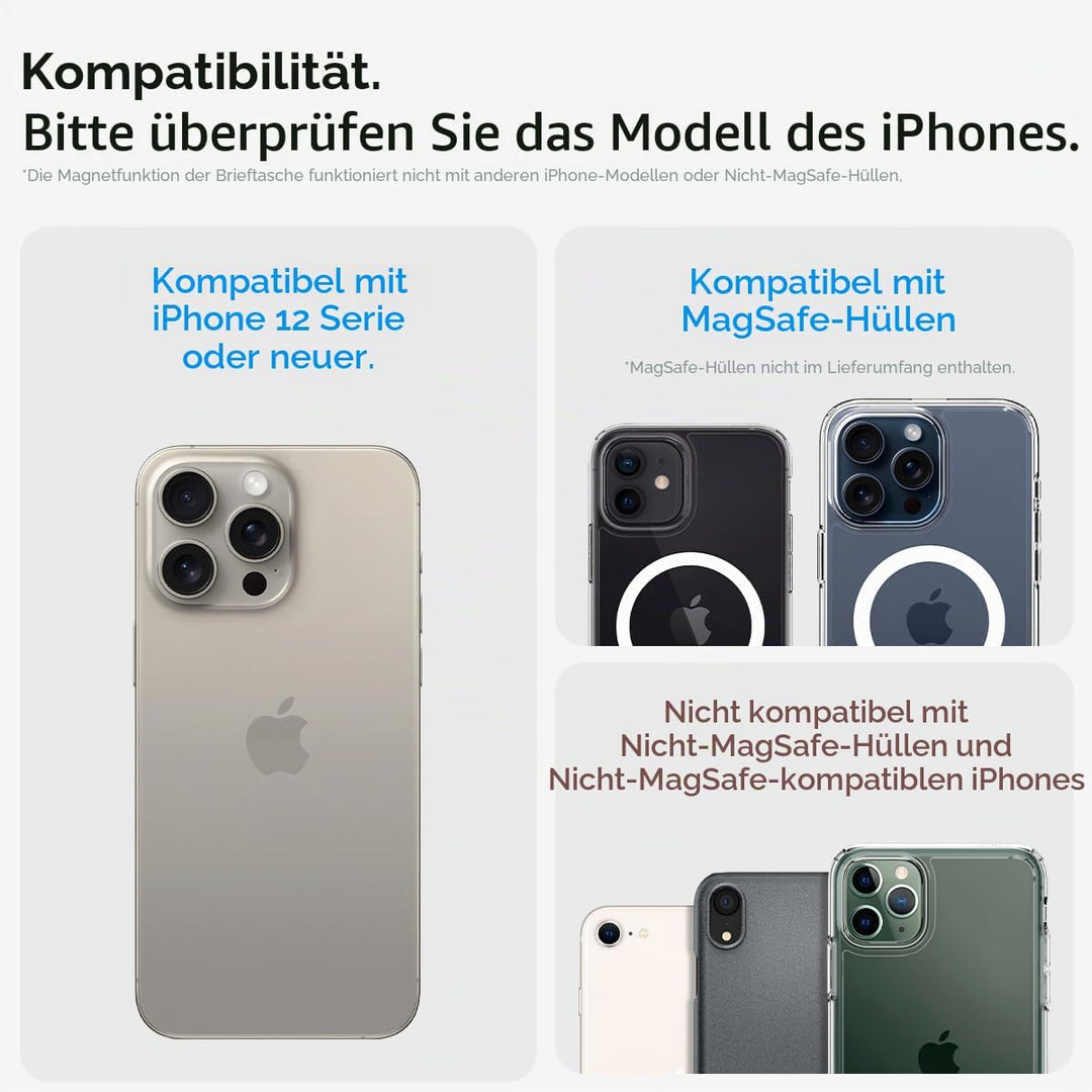 Spigen Valentinus MagFit Magnetischer Kartenhalter 3-Karten Kompatibel mit iPhone 15/14/13/12 Modell