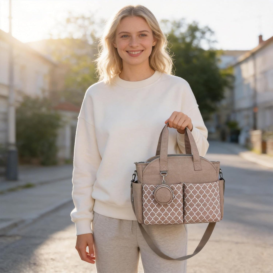 Wickeltasche Baby Gross, 13 Fächer Kinderwagen Windeltasche, Wasserabweisende Babytasche mit Schnull