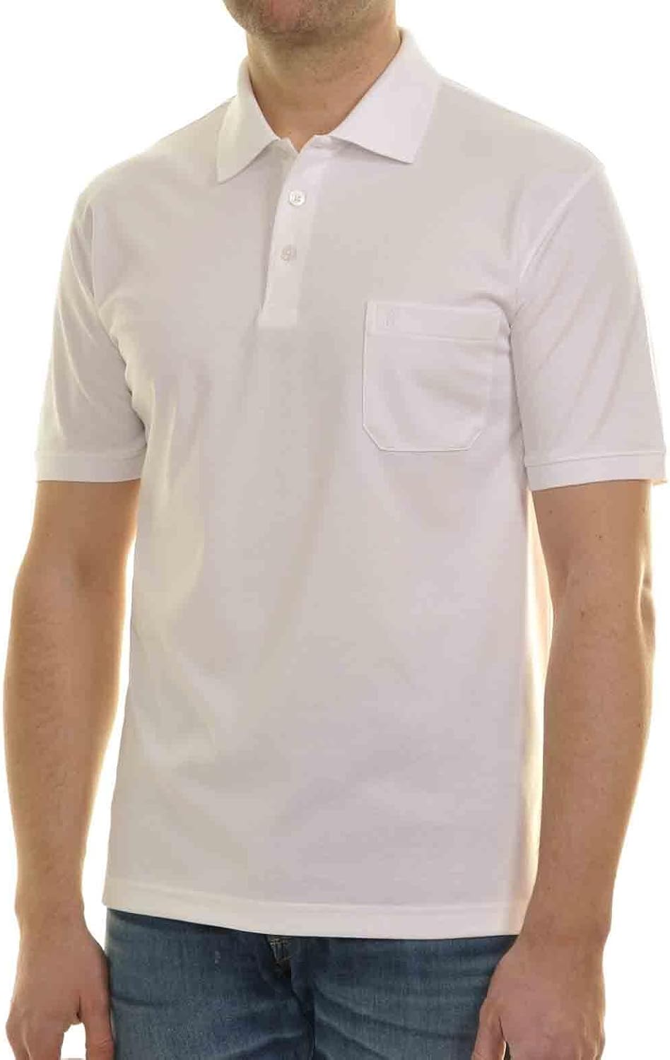 RAGMAN Herren Softknit-Polo mit Brusttasche, Kurzarm S Weiss-006, S Weiss-006