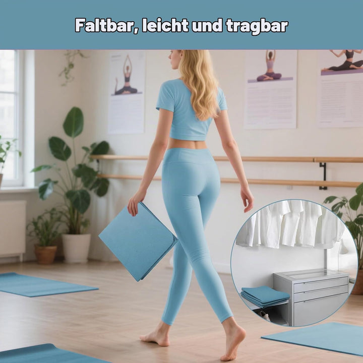 Foldable Yoga Mat - TPE Exercise Pilates Mat - 183 x 61 cm, 5 mm Dick, Sport Matte für Pilates, Gymn