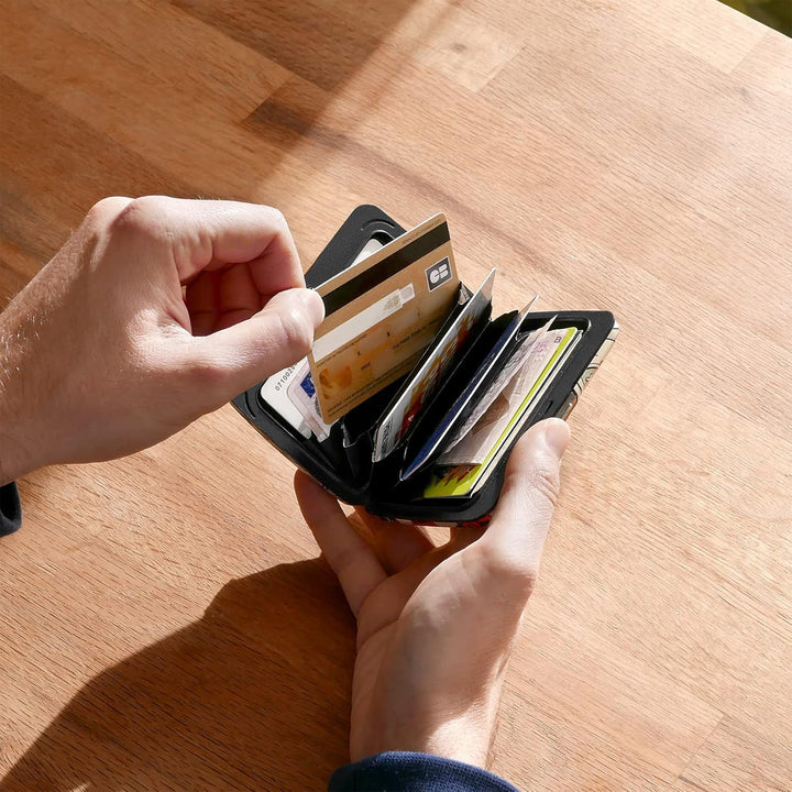 OGON Aluminium Geldbörse Smart Case V2 - Einfache Lagerung - Metallverschluss - Kartenetui mit RFID-