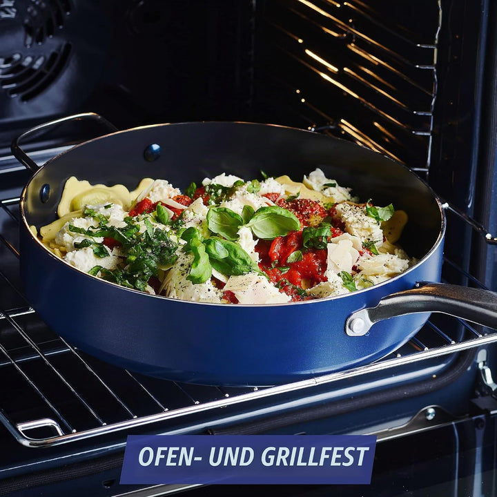 Blue Diamond Cookware Diamantstruktur Keramik Antihaft 28 cm/4,3 L Schmorpfanne mit Hilfsgriff und D