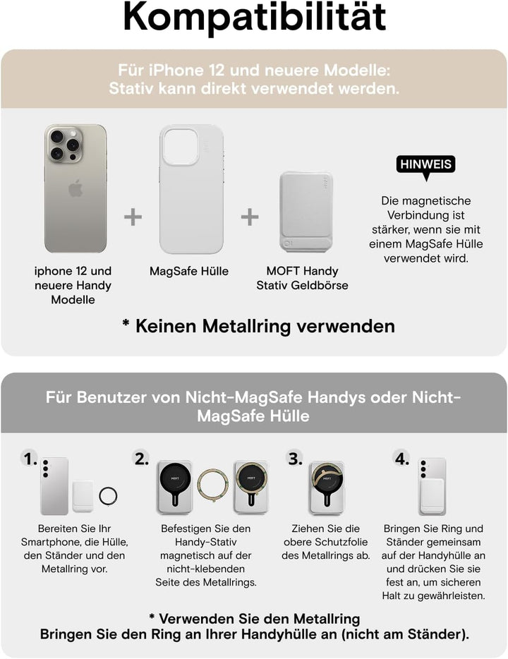 MOFT Magnetischer Wallet Ständer für iPhone 17/16/15/14/13/12 Serie Kompatibel mit Magsafe, MOVAS Ve