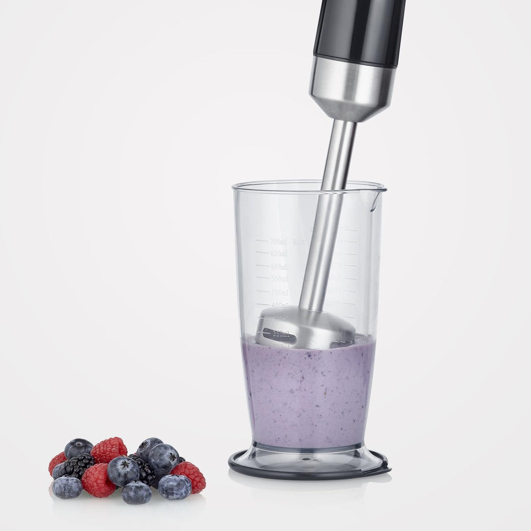 SEVERIN Stabmixer mit Zubehör-Set, Mixstab mit stufenloser Geschwindigkeitseinstellung, mit Pürierst