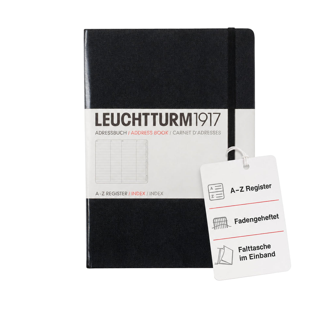 LEUCHTTURM1917 330862 Adressbuch Medium (A5), Hardcover, Schwarz, Medium (A5)