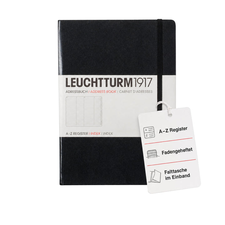 LEUCHTTURM1917 330862 Adressbuch Medium (A5), Hardcover, Schwarz, Medium (A5)