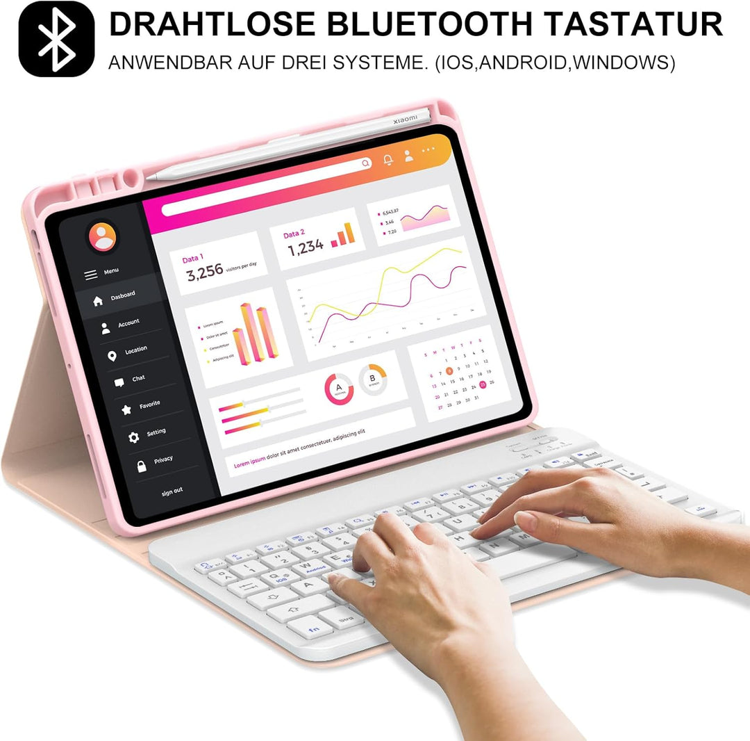 Tastatur für Xiaomi Pad 8/7/7 Pro 2024 11.2", Hülle mit Tastatur für Xiaomi Pad 7 2024 Magnetische B