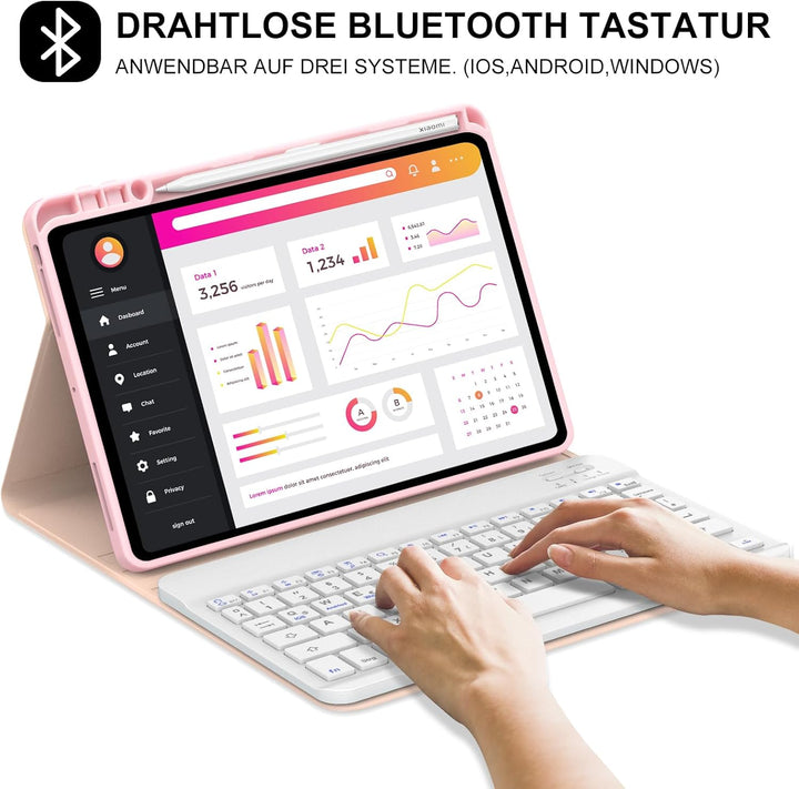 Tastatur für Xiaomi Pad 8/7/7 Pro 2024 11.2", Hülle mit Tastatur für Xiaomi Pad 7 2024 Magnetische B