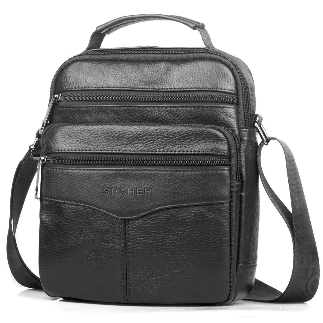 SPAHER Gross Herrentasche Leder Tasche Umhängetasche IPAD Handgelenktasche Schultertasche Business M