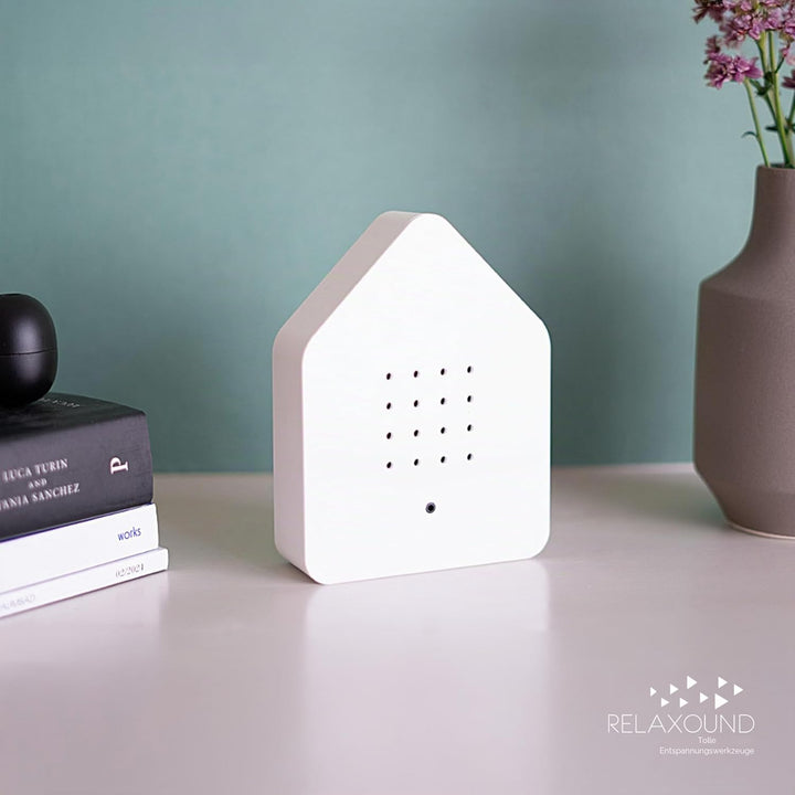 RELAXOUND ORIGINAL Zwitscherbox "White" – Moderne Vogelgezwitscher Box – Entspannender Vogelgesang –