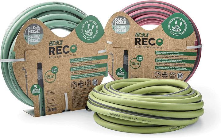 G.F. SRL RECO Schlauch, 25 m Bewässerungsschlauch Ø 5/8" aus recyceltem Kunststoff, Ultramemory Stru