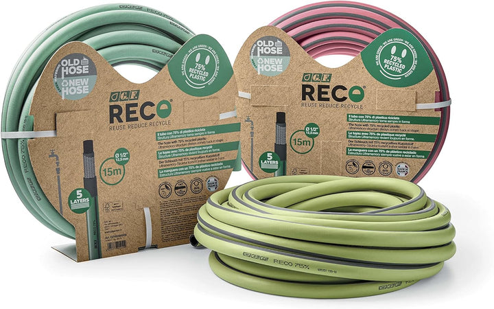 G.F. SRL RECO Schlauch, 50 m Bewässerungsschlauch Ø 3/4" aus recyceltem Kunststoff, Ultramemory Stru