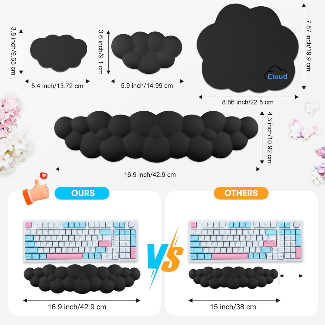 JIKIOU Cloud Handgelenkauflage Tastatur aus Leder mit rutschfester PU-Basis, bequemer Memory-Schaum