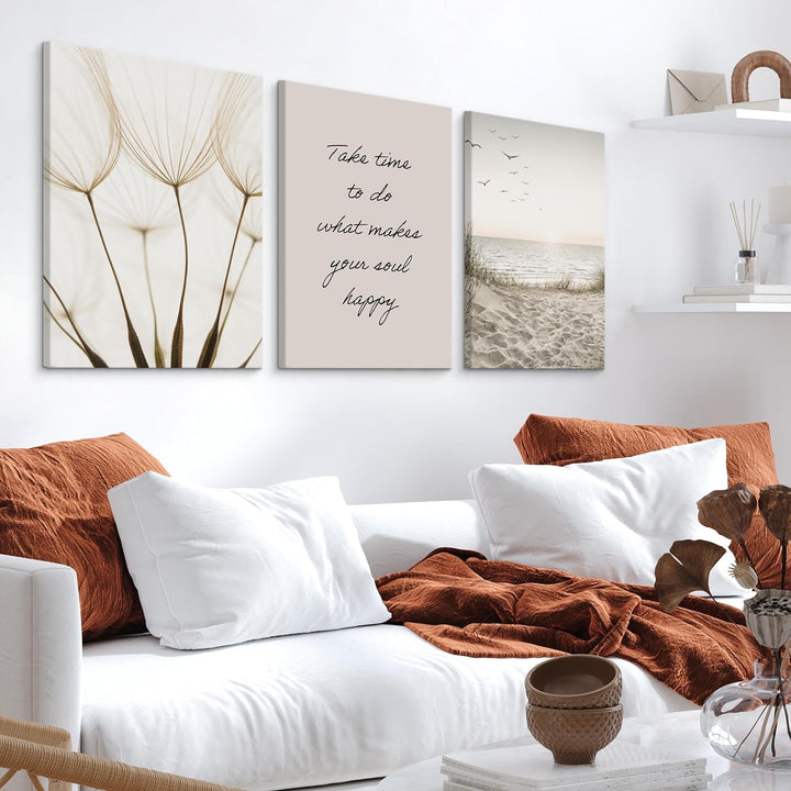 Muralo - Wandbilder Set - Leinwand Bilder Set Aufhängefertig in Boho Stil - das Leinwandbilder Set -