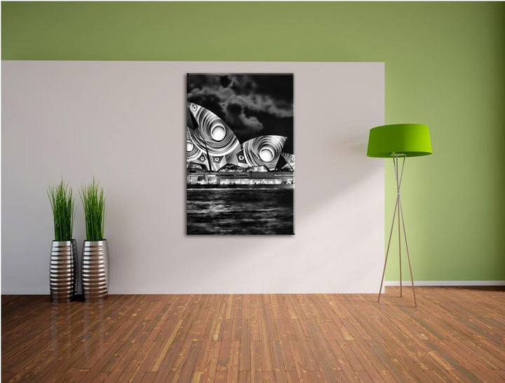 Pixxprint Sydney Opera House Pfauenaugen / 100x70cm Leinwandbild bespannt auf Holzrahmen/Wandbild Ku