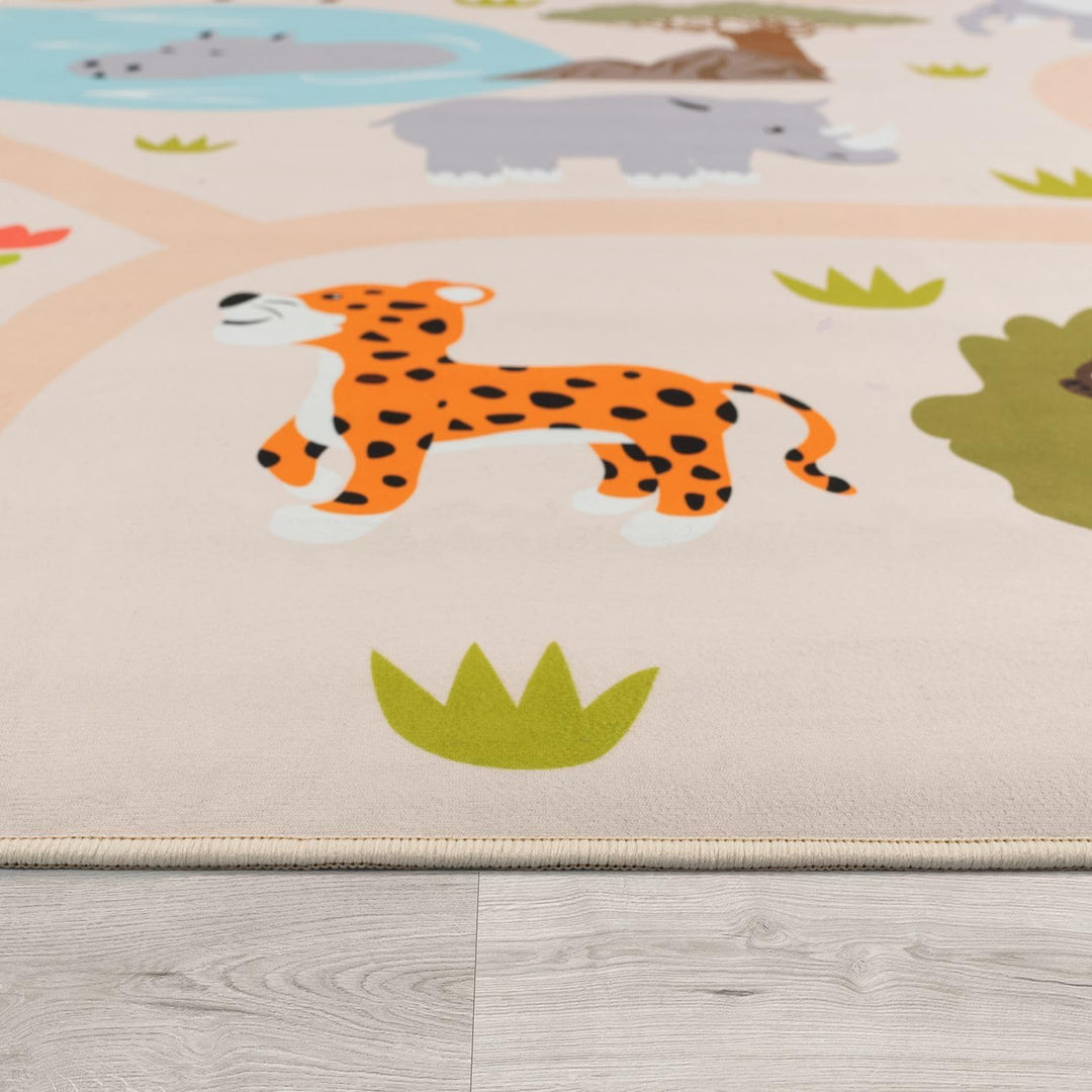 TT Home Kinderteppich Babyzimmer Teppich Kinderzimmer rutschfest Tiere Weltkarte Autos, Farbe:Grün G
