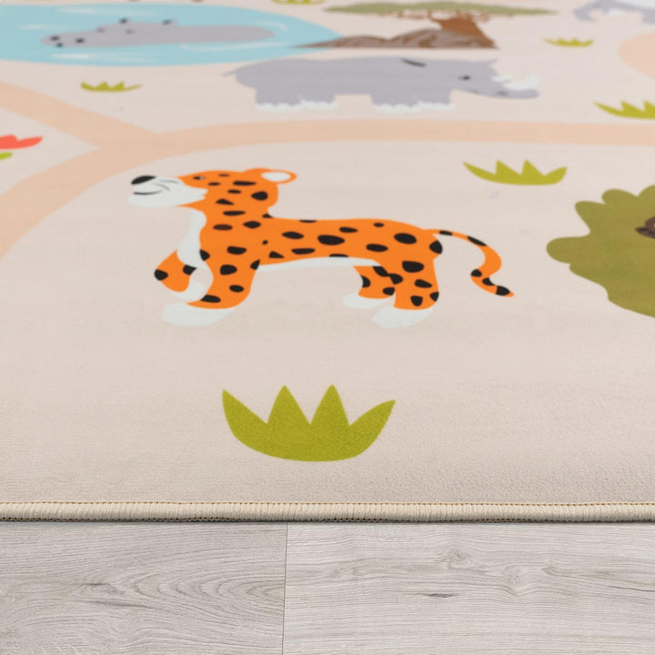 TT Home Kinderteppich Babyzimmer Teppich Kinderzimmer rutschfest Tiere Weltkarte Autos, Farbe:Grün G