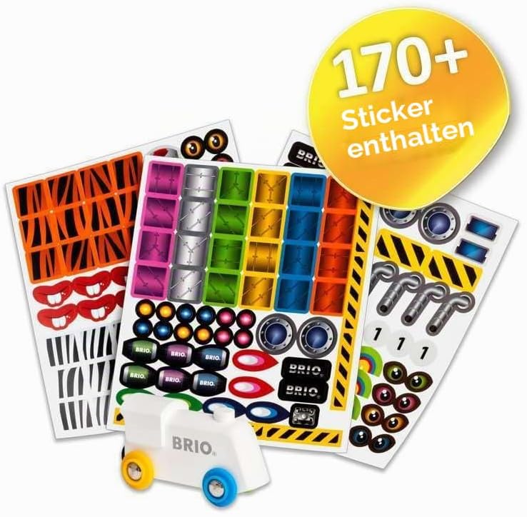 BRIO World 33979 Sticker Lokomotive - Holz-Eisenbahn zum Bekleben mit vielen tollen Motiven auf wied