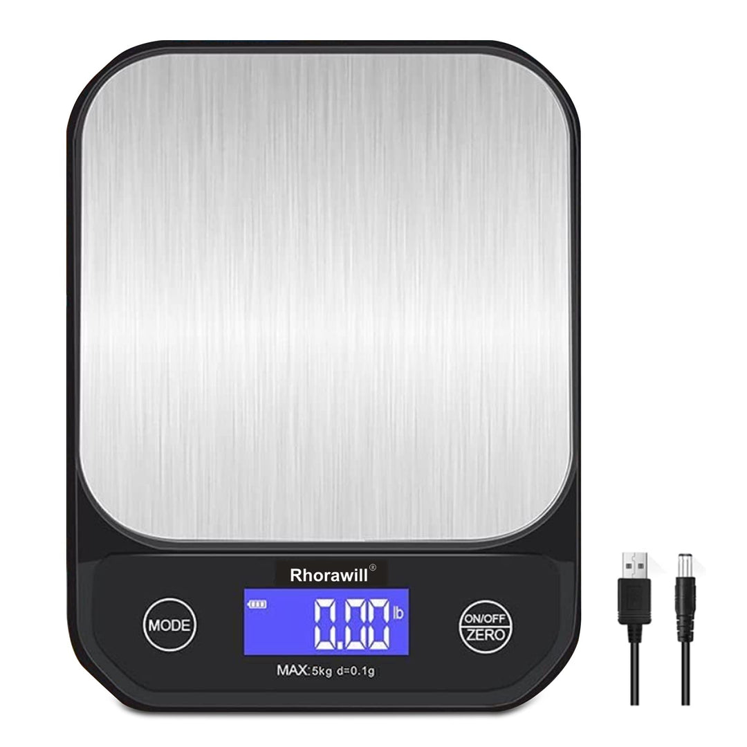 Rhorawill Kaffeewaage, Digitale Küchenwaage USB Aufladen, 5kg/0.1g Hochpräzise Digital Kaffee Skala